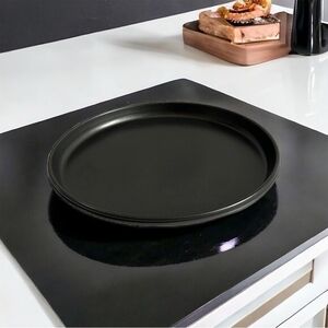 Round Metal Serving Tray 11.75" Non-Slip Rubber Base Dishwasher Safe Platter VG